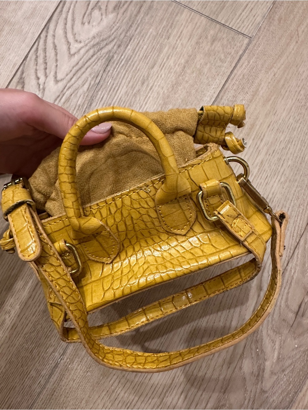 Yellow Croc-Effect Mini Satchel Handbag